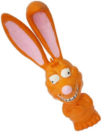 Игрушка для собак №1 "Заяц", с пищалкой, цвет: оранжевый, 18 см
