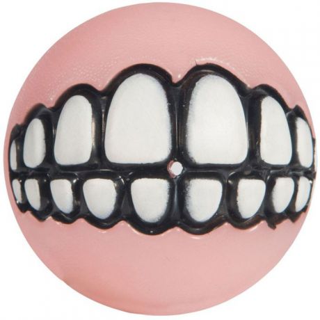 Мяч для собак Rogz "Grinz. Зубы", с отверстием для лакомства, цвет: розовый. GR202X