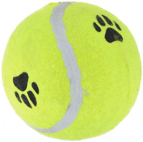 Игрушка для собак I.P.T.S. "Мячик теннисный с отпечатками лап", цвет: желтый, диаметр 10 см
