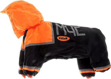 Комбинезон для собак Kuzer-Moda "МЧС", для мальчика, утепленный, цвет: черный, оранжевый. Размер XL