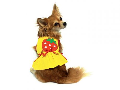Платье для собак Каскад "Клубничка", для девочки, цвет: желтый. Размер M