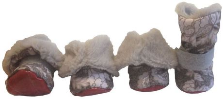 Ботинки для собак "OSSO Fashion", на меху, для девочки, цвет: серый, розовый. Размер S
