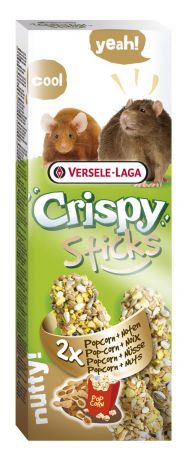 Палочки для крыс и мышей Versele-Laga "Crispy", с попкорном и орехами, 2 х 55 г