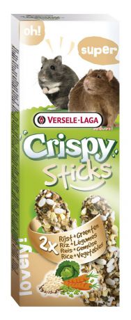 Палочки для хомяков и крыс Versele-Laga "Crispy", с рисом и овощами, 2 х 55 г