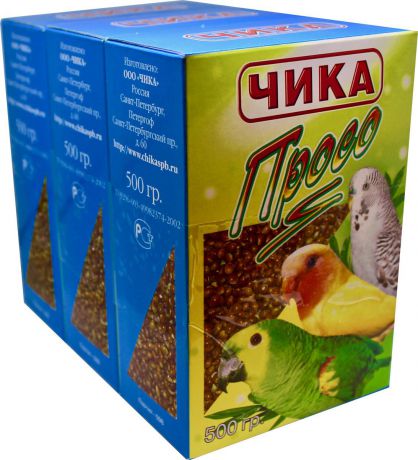 Корм сухой Чика "Просо" для волнистых попугаев, 3 шт по 0.5 кг