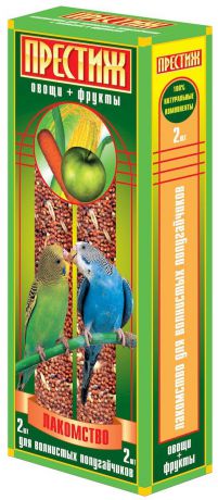 Лакомство для волнистых попугаев "Престиж", палочки с овощами и фруктами, 2 шт