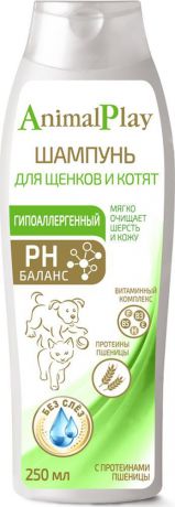 Шампунь для щенков и котят "Animal Play", гипоаллергенный, с протеинами пшеницы и витаминами, 250 мл