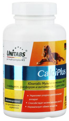 Unitabs CalciPlus с кальцием, фосфором и вит. Д для собак, 100 таб.