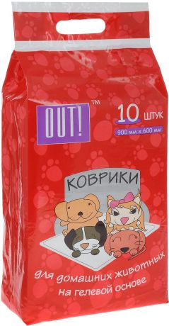 Коврики для домашних животных "OUT!", впитывающие, 60 х 90 см, 10 шт