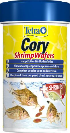 Корм Tetra "Cory Shrimp Wafers", для сомиков-коридорасов, с добавлением креветок, пластинки, 100 мл