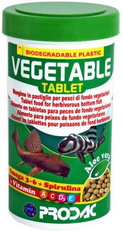Корм сухой Prodac "Vegetable Tablet", для аквариумных пресноводных рыб, в таблетках, 30 г