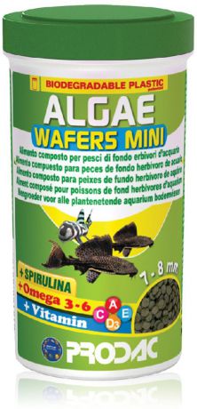 Корм сухой Prodac "Algae Wafer Mini", для аквариумных пресноводных рыб, в таблетках, 50 г