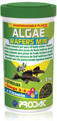 Корм сухой Prodac "Algae Wafer Mini", для аквариумных пресноводных рыб, в таблетках, 135 г