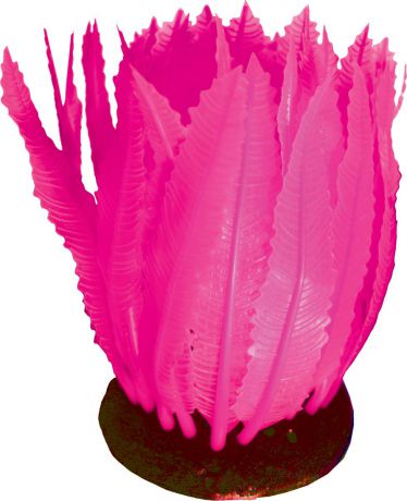 Декорация для аквариума Jelly-Fish "Листья", светящаяся, цвет: розовый, 9,8 х 7,5 х 11 см