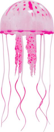 Декорация для аквариума Jelly-Fish "Медуза", силиконовая, с неоновым эффектом, цвет: розовый, диаметр 10 cм