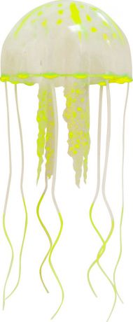 Декорация для аквариума Jelly-Fish "Медуза", силиконовая, с неоновым эффектом, цвет: желтый, диаметр 5 cм. 2492
