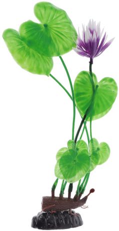 Растение для аквариума Barbus "Лилия зеленая с цветком", пластиковое, высота 30 см