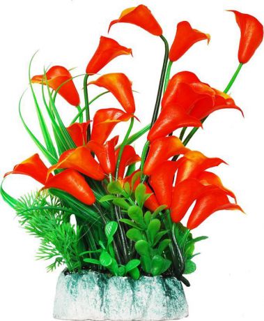 Растение для аквариума Уют "оранжевые цветы", высота 24 см
