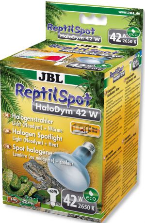 Галогеновая неодимовая лампа JBL "ReptilSpot HaloDym", для освещения и обогрева террариума, 42 Вт