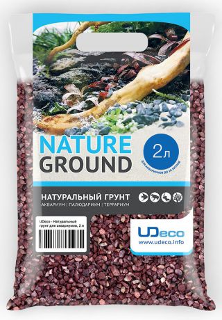 Грунт для аквариума UDeco "Красный гравий", натуральный, 4-6 мм, 2 л
