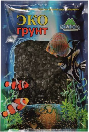 Грунт для аквариума "ЭКОгрунт", мраморная крошка, цвет: черный, 5-10 мм, 3,5 кг. г-0175