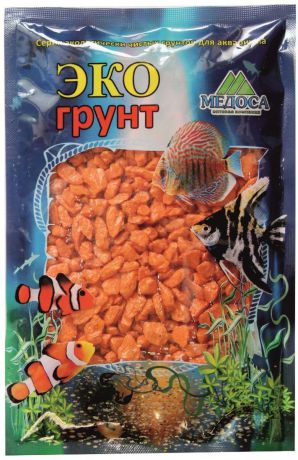 Грунт для аквариума "ЭКОгрунт", мраморная крошка, цвет: оранжевый, 5-10 мм, 3,5 кг. г-0212