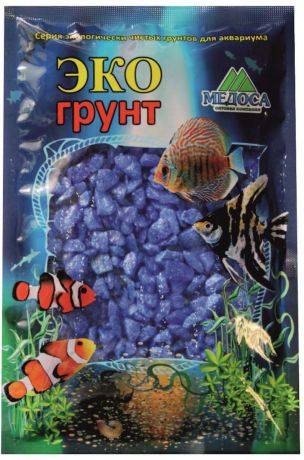 Грунт для аквариума "ЭКОгрунт", мраморная крошка, цвет: синий, 5-10 мм, 3,5 кг. г-0243