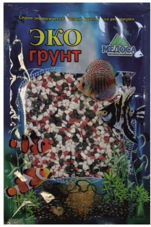 Грунт для аквариума "ЭКОгрунт", мраморная крошка, цвет: красный, черный, белый, 2-5 мм, 3,5 кг. г-1010