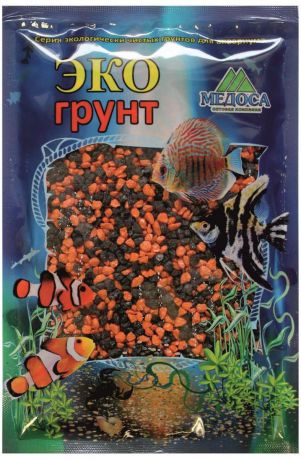 Грунт для аквариума "ЭКОгрунт", мраморная крошка, цвет: черный, оранжевый, 2-5 мм, 3,5 кг. г-1013