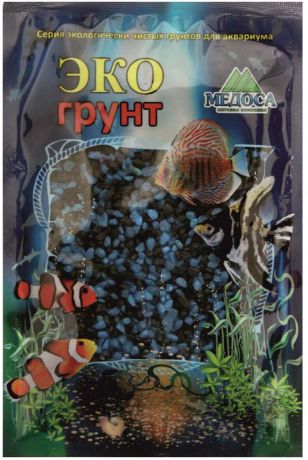 Грунт для аквариума "ЭКОгрунт", мраморная крошка, цвет: черный, голубой, 2-5 мм, 3,5 кг. г-1014