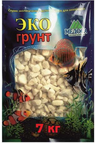 Грунт для аквариума "ЭКОгрунт", мраморная крошка, цвет: белый, 5-10 мм, 7 кг