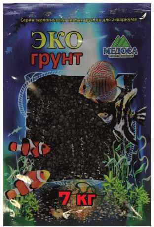 Грунт для аквариума "ЭКОгрунт", мраморная крошка, блестящая, цвет: черный, 2-5 мм, 7 кг