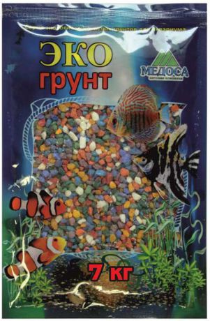 Грунт для аквариума "ЭКОгрунт", мраморная крошка, блестящая, цвет: микс, 2-5 мм, 7 кг
