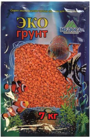 Грунт для аквариума "ЭКОгрунт", мраморная крошка, блестящая, цвет: оранжевый, 2-5 мм, 7 кг