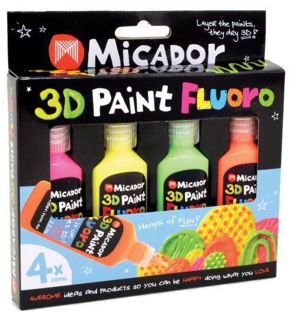 Micador 3D краски флуоресцентные 4 цвета