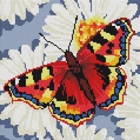 Алмазная мозаика Белоснежка "Бабочка на ромашках", 30 х 30 см