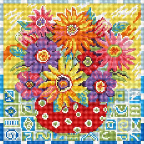 Набор для творчества "Алмазная мозаика. Цветики-цветочки", 30 х 30 см