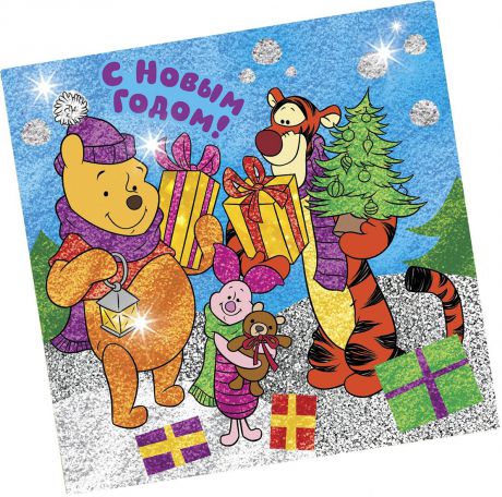 Фреска с блестками и фольгой Disney "Медвежонок Винни и его друзья. С Новым годом!"