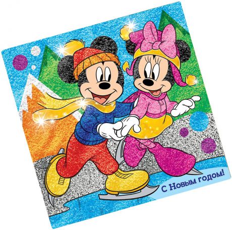 Фреска с блестками и фольгой Disney "Микки Маус и друзья. С Новым годом!"