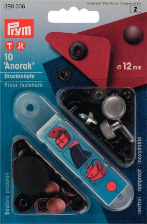 Кнопки для одежды Prym "Анорак", набор, для тканей средней плотности, медь, 12 мм, 10 шт