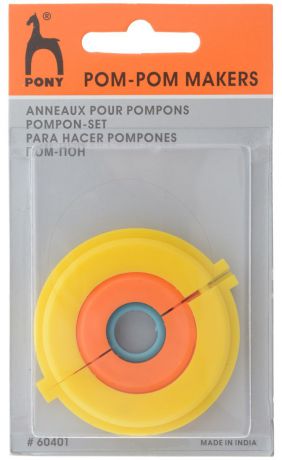 Устройство для изготовления помпонов "Pony", разъемное, цвет: желтый, оранжевый, 3 шт
