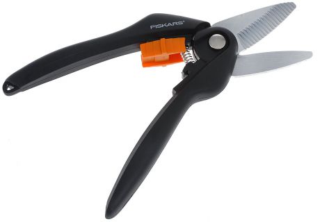 Ножницы универсальные Fiskars "SingleStep", цвет: черный, оранжевый, длина 20 см