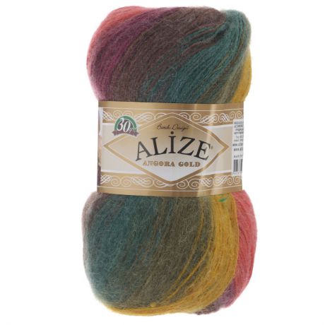 Пряжа для вязания Alize "Angora Gold Batik", цвет: зеленый, красный, коричневый (3368), 550 м, 100 г, 5 шт