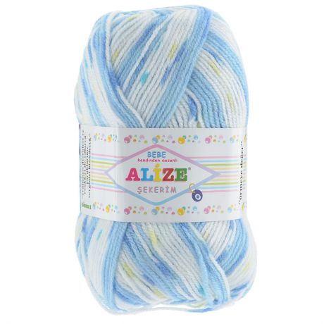 Пряжа для вязания Alize "Sekerim Bebe", цвет: голубой, белый, синий (101), 320 м, 100 г, 5 шт