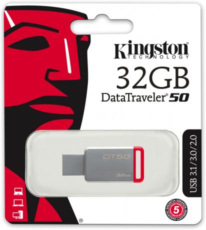 USB-накопитель Kingston DataTraveler 50 32GB, DT50/32GB, red