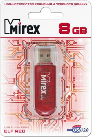 USB Флеш-накопитель Mirex Elf, 13600-FMURDE08, 8GB, red