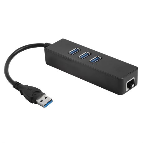 GCR GCR-AP04, Black USB-концентратор + Ethernet Network