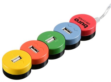 Разветвитель Buro BU-HUB4-0.5-U2.0-Snake USB 2.0, разноцветный
