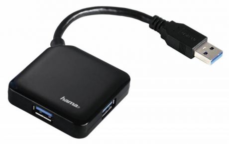 Разветвитель USB 3.0 Hama Square 12190 4порт. черный (00012190)