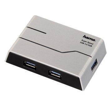Разветвитель USB 3.0 Hama SuperSpeedActive 4порт. серебристый (00039879)